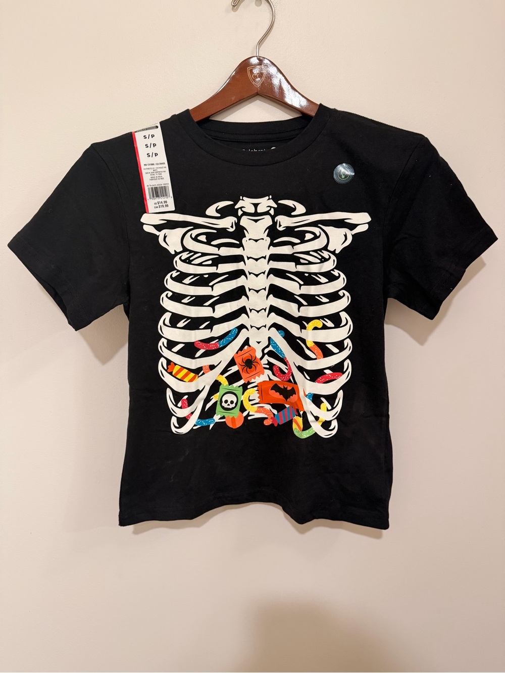 Kids Black Skeleton Rib Cage Graphic Tee